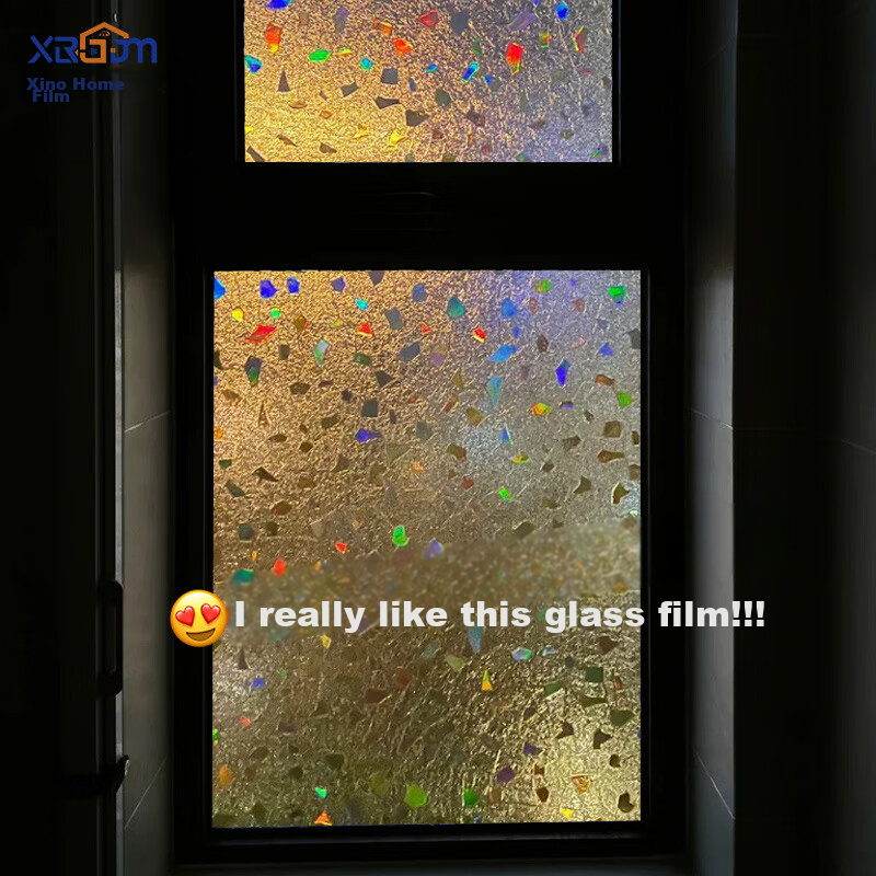 Xiruo Frosted Glass Film Privacy Non-Transparent Bathroom Balcony Window Anti-Peeping Film Rainbow Glass Sticker 0.9*2m