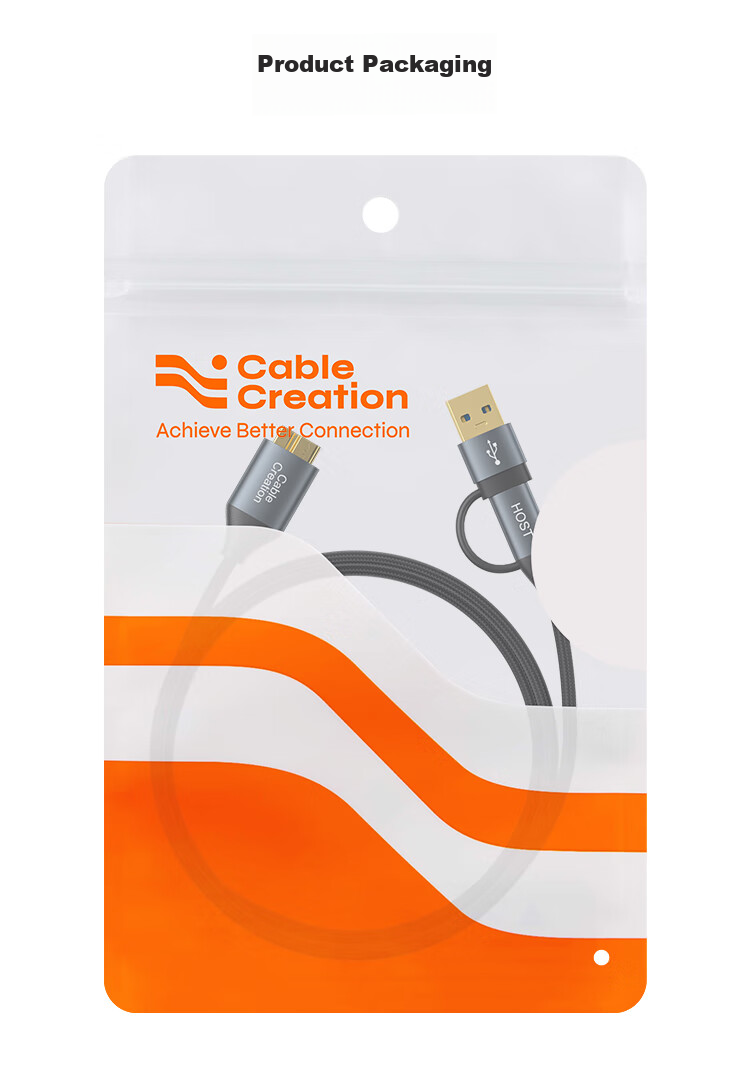 CABLE CREATION, Type-C to Micro USB 3.0 High-Speed Transfer Two-In Portable Hard Drive Data Cable, Compatible with Seagate, Toshiba, Western Digital, Samsung Hard Drives, Extension Cable, 0.6 Meters 14