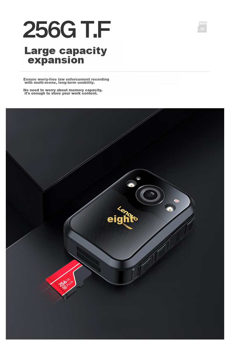 Lenovo Body-Worn Camera, Explosion-Proof, High-Definition Infrared Night Vision, 58 Million Pixels, Miniature Video Evidence Recording, DSJ-2W, 64GB 3