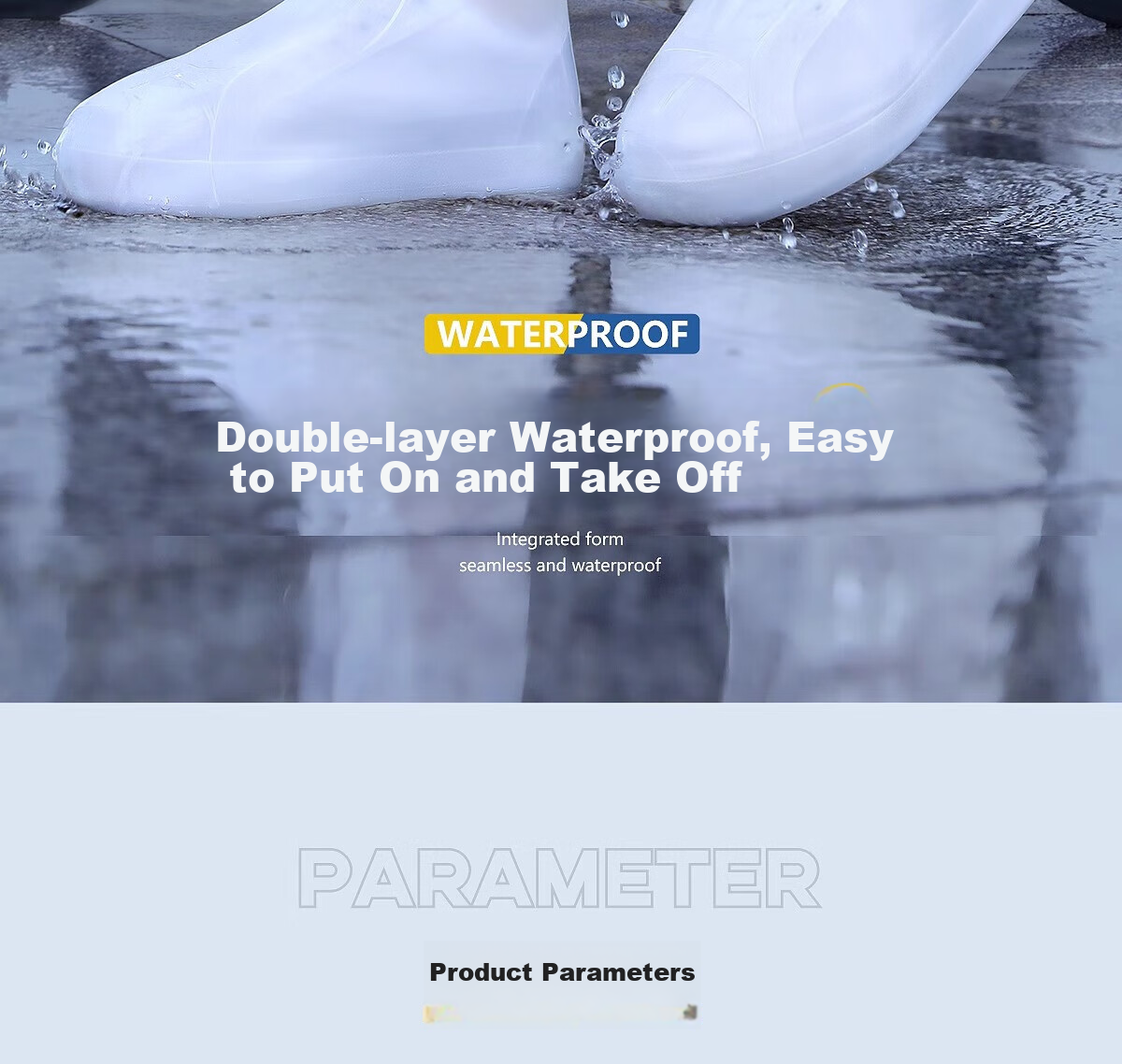 BWNK Waterproof Rain Boots, Non-Slip, Wear-Resistant, Adult High-Top Silicone Thickened Water Shoes, White, Size L 2