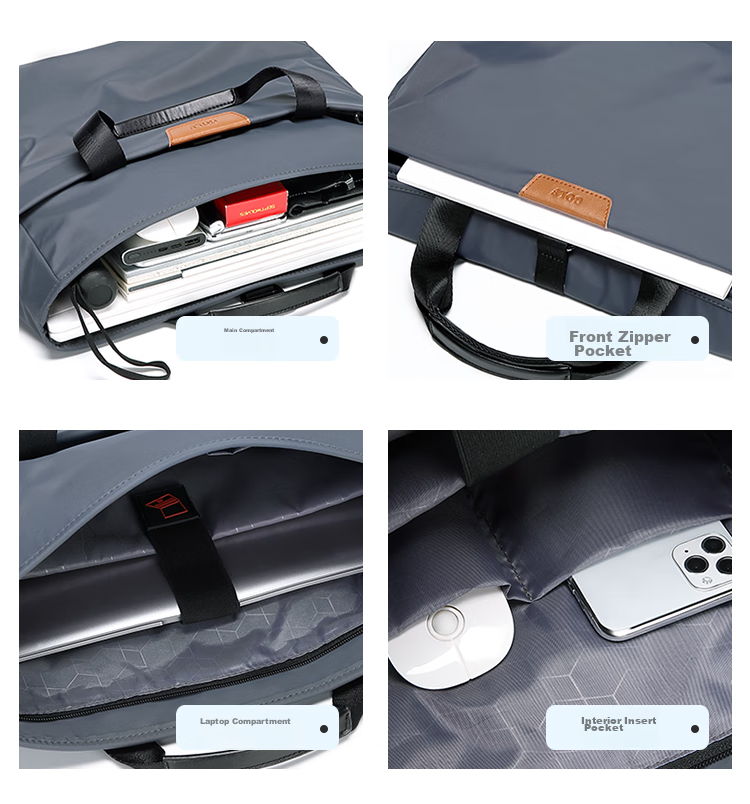 GOLF Business Briefcase, Men's Casual Large-Capacity Handbag, Can Fit 14-Inch Laptop, Fashionable Multifunctional Shoulder Crossbody Bag, 6J679424J Gray 9