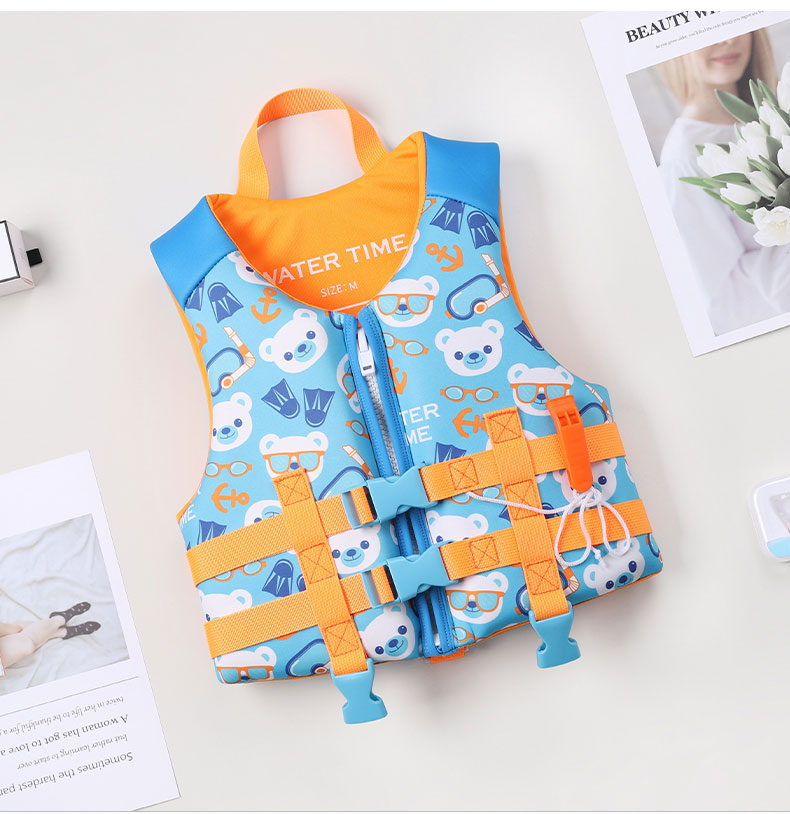WATERTIME / Shuichuan Children's Buoyancy Aid, Swimming And Snorkeling Vest, Inflatable-Free Padded Buoyancy Cotton Vest, Colorful Bear Design, Size S 6