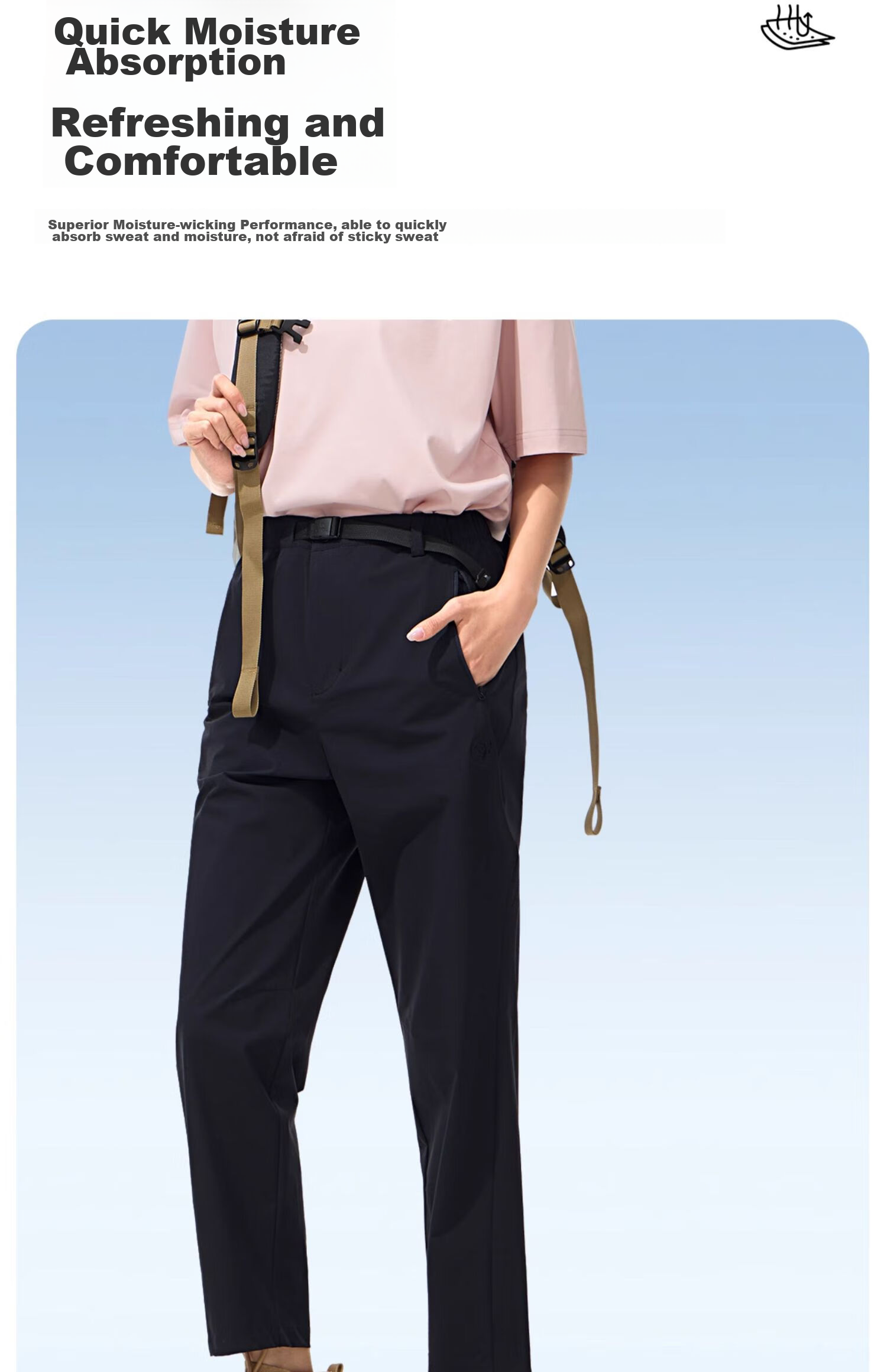CAMEL Women's Quick-Dry Long Pants, Spring And Summer Outdoor Cool-Feeling Comfortable Breathable Casual Pants [Panda Collaboration] A24BA68181 5