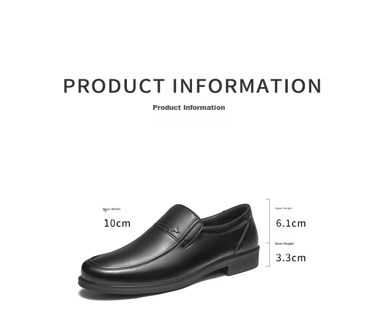RED DRAGONFLY Leather Slip-On Dad Shoes, Casual Shoes for Men, Business Leather Shoes for Men, WTA23336, Black, Size 44 2