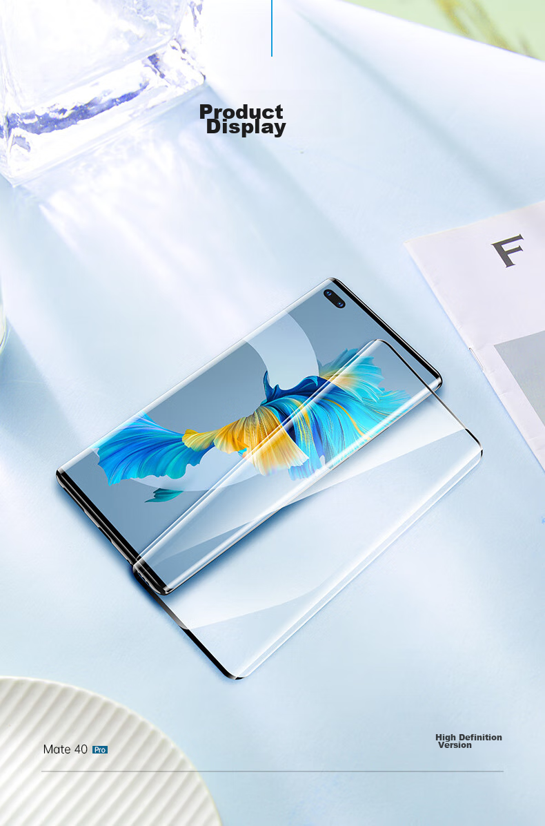ESR Tempered Glass Screen Protector for Huawei Mate 40 Pro/E Pro/+/Mate 40 RS Porsche Design, Full Coverage Protective Film, High-Definition Curved Hot-Bent Glass, Anti-Fingerprint Front Screen Protector 13