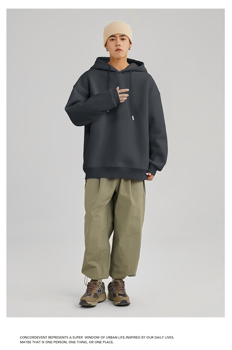 JEANSWEST LIFE Heavy Hooded Sweatshirt for Men, Slim Fit Versatile Loose Jacket for Couples, Outdoor Trendy Brand Top 21