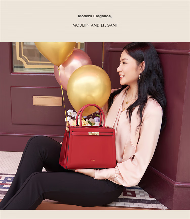 HONGU Women's Handbag, Elegant And Stylish Tote Bag, Cowhide Shoulder Bag with Large Capacity, Suitable for Hand-Holding Or Crossbody Use, Birthday Gift for Girlfriend 4