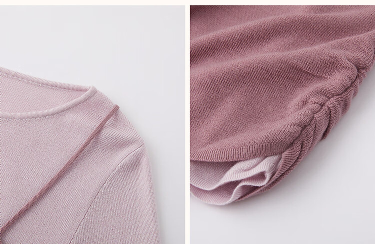Dme [Raspberry Macaron] Spring And Autumn Girly Faux Two-Piece with Wool Sweater, Lightweight Knit Top for Young Wome 9