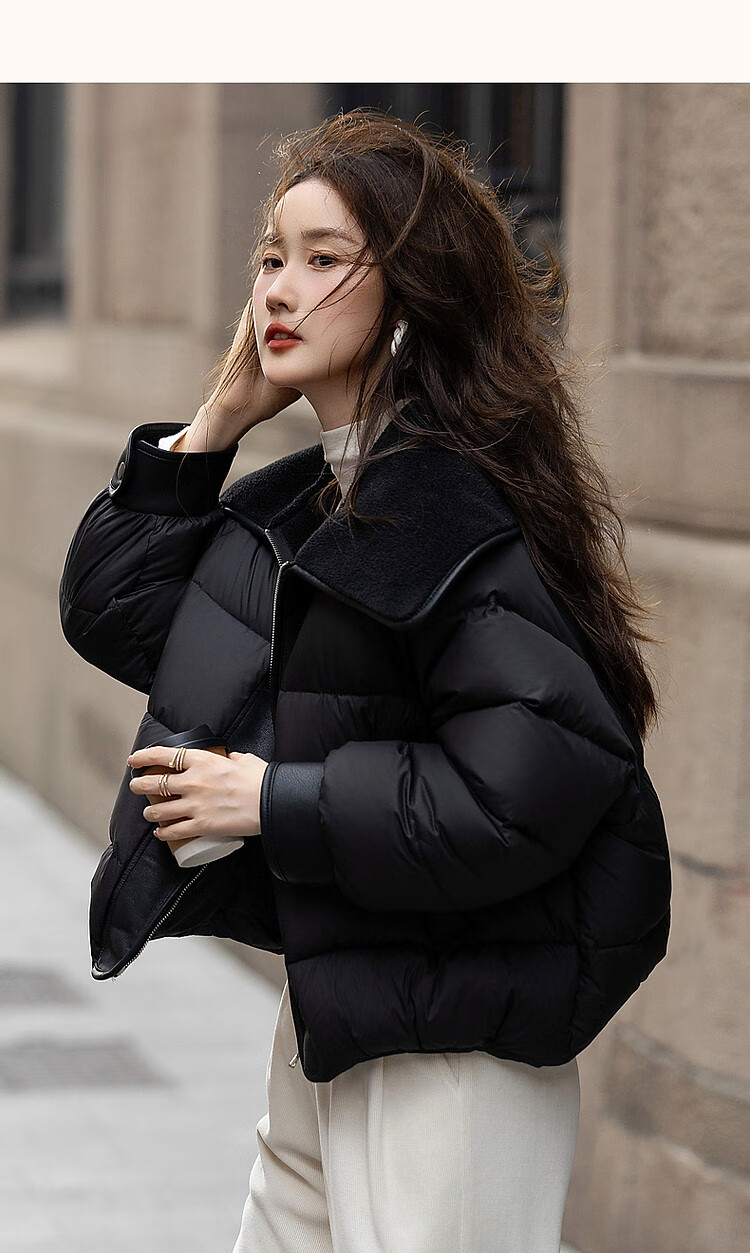 Dme [Yuxue Jingling] Winter 400T Spring Yarn Faux Sherpa Collar 90% Duck Down Short down Jacket for Wome 13