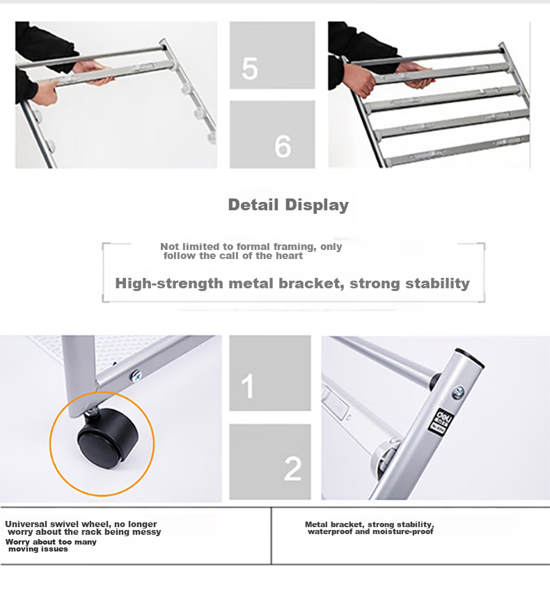 Deli Five-Tier Aluminum Alloy Clip Newspaper Rack Magazine Stand Bookshelf, Promotional Periodical Display Shelf, Floor-Standing Rack Office Storage Shelf, Height 0.87 Meters 6