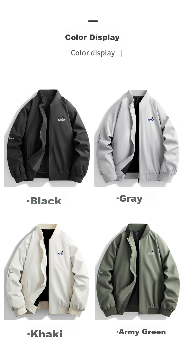 NASA MARVEL Jacket for Men, Spring And Autumn Outerwear, Trendy Casual Fashion Sports Loose Fit Stand-Collar Baseball Shirt Couple Style, Black, XL 11