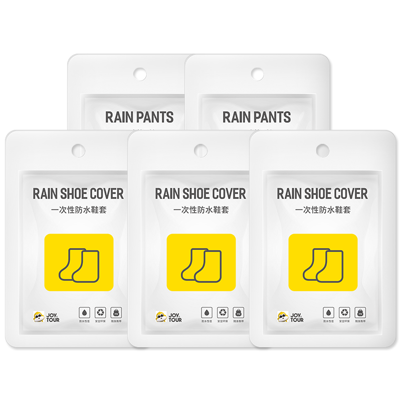 JOYTOUR Disposable Adult Rain Shoe Covers, Portable Outdoor Waterproof Non-Slip Rain Protection for Men And Women, Pack of 5