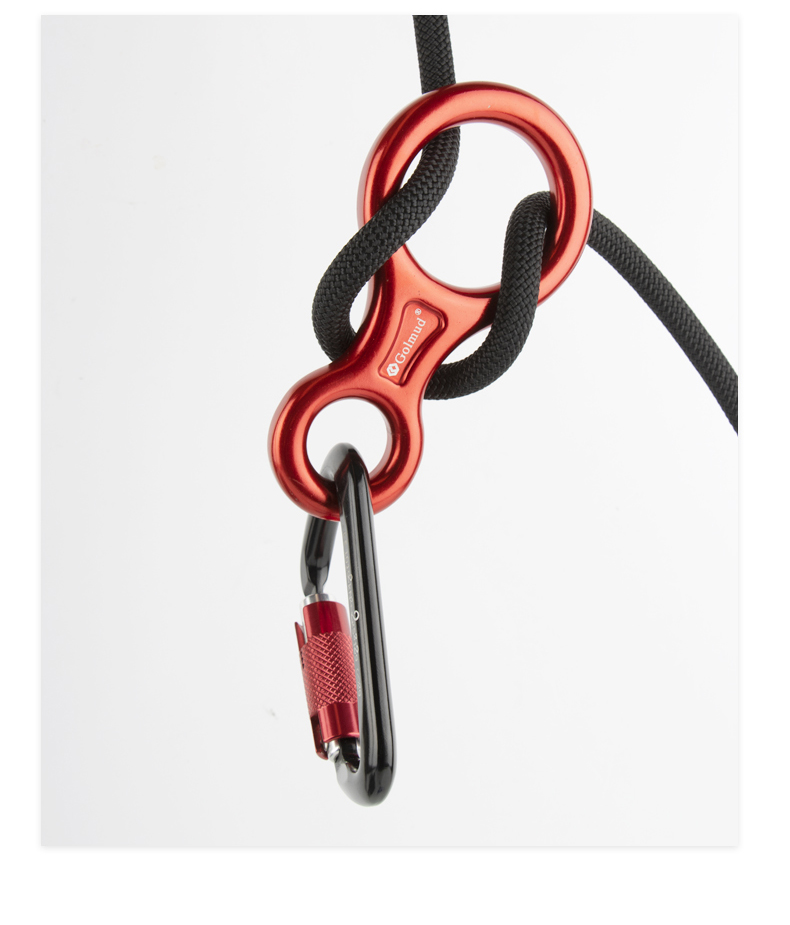 Geermu 8-Shaped Descender, 35kN Climbing Equipment, Safety Protection, High-Altitude Slow Descender, Hand-Controlled Rapid Descender, Black 8-Shaped Ring 15