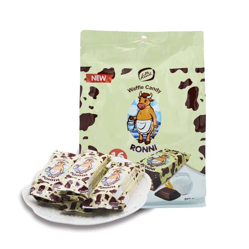 KONTI康吉俄罗斯进口罗尼大牛巧克力味威化饼干528g