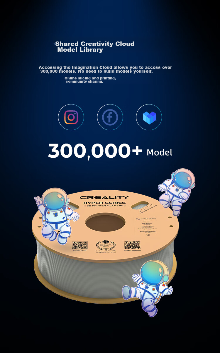 Creality 3D Printing Consumables Hyper-PLA High-Speed Printing High-Toughness Easy-To Eco-Friendly Filament Intelligent Parameter Recognition 1kg Blue 11