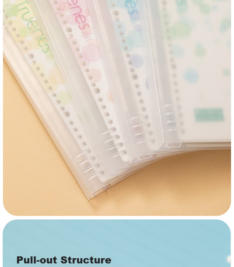 Deli B5 Loose-Leaf Notebook, Xingyu Watercolor Series, 40 Sheets/80 Pages, Comfortable to Hold, 8-Hole Refill Paper, Lined Pages, Replacement Covers, Exam Preparation, Error Correction, Homework Notebook HB540-P 6