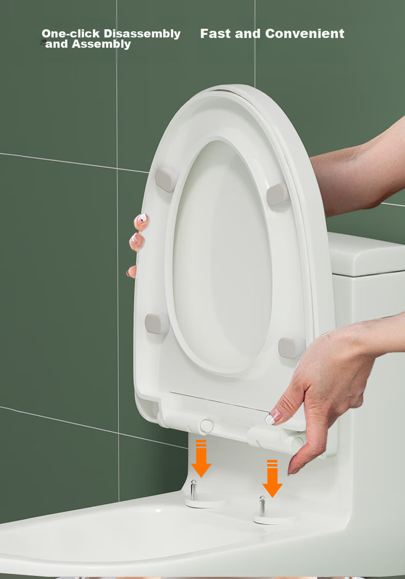 HSPA Toilet Seat, Universal Toilet Cover, Large V-Shaped Thickened One-Key Quick-Release Toilet Ring, Bathroom Toilet Accessories 1137 5