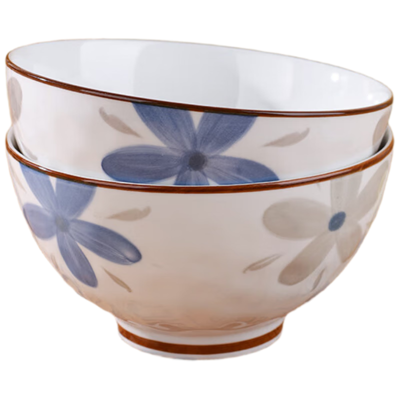 Chuanqi Ceramic Bowls, 6 Inches, Set of 2, Underglaze Color Soup Bowls, Rice Bowls, Noodle Bowls, Household Tableware, Antique-Style And Fragrant