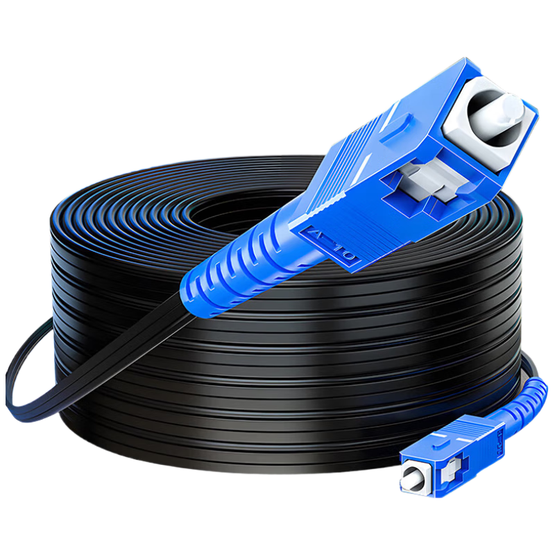 HAILE Optical Fiber Extension Cable, Telecom Grade, Single-Mode Single-Core 1-Core 3 Steel Wire SC-SC Pigtail Patch Cord, Outdoor Indoor Cable 70 Meters GJYXCH-2SC Black