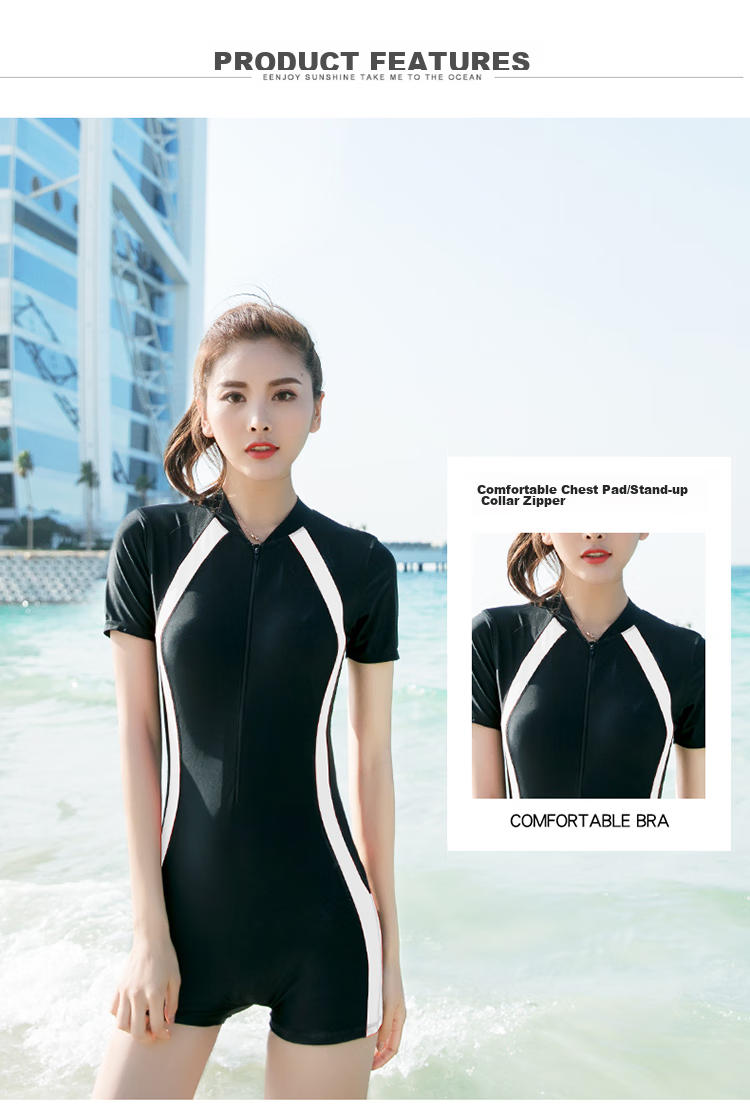 You Swim Women's Sun Protection Slimming Thermal Spring Special Square Leg One-Piece Sports Swimsuit Three-Piece Set 15041 Panda Color L 4