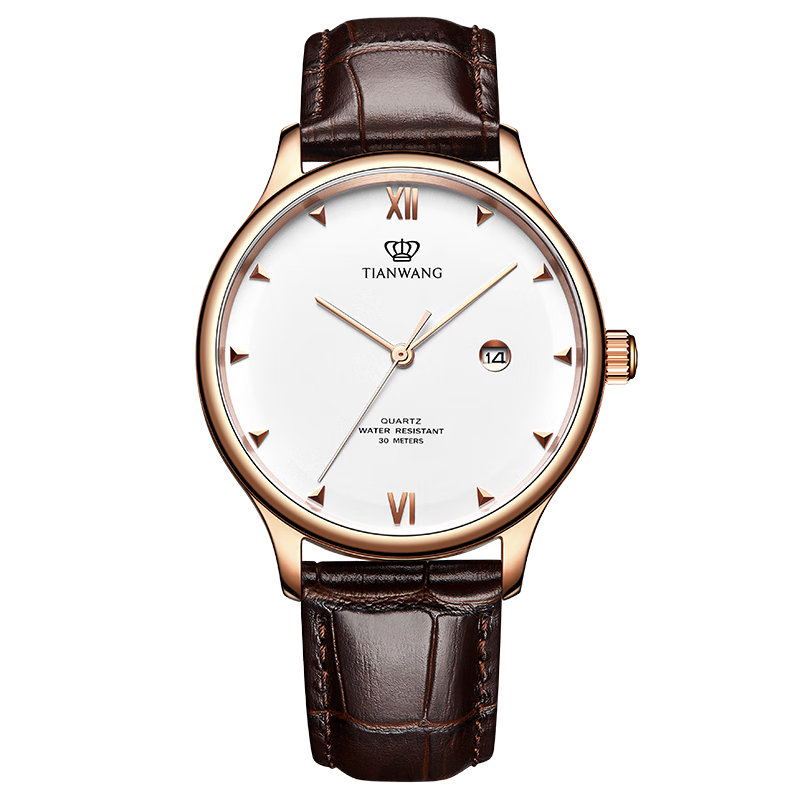 TIAN WANG Men's Watch, Birthday Gift Leather Strap Quartz Men's Watch Rose Gold GS31132P.D.LC.W 1