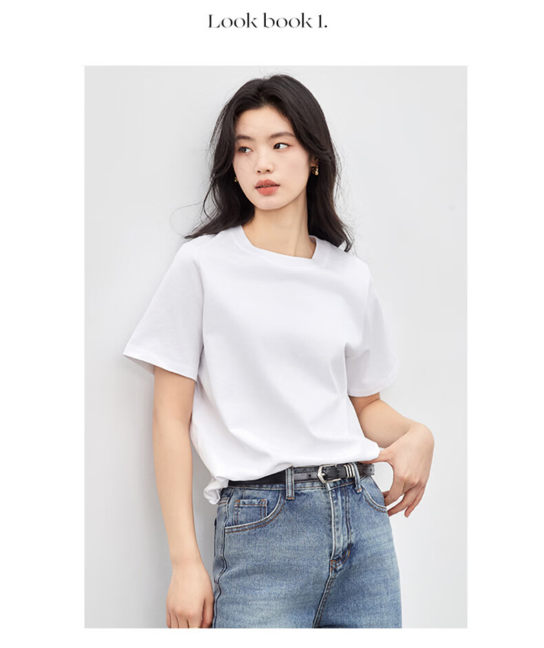 Ziyouxi 7A Grade Antibacterial Pure Cotton Heavyweight T-Shirt, 2026 New Style, Black Trendy Loose Casual White Short-Sleeve Women's Summer T-Shirt 14