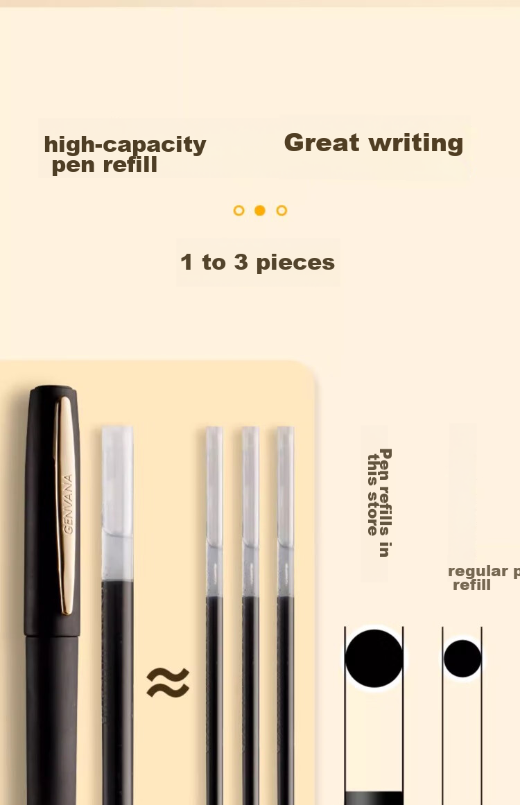 Liupintang 0.7mm Gel Pen Refill, Black Ink, Thick Tip, Hard Pen for Calligraphy Practice, Signature Pen, Business High-Quality Black Pen, Water-Based Pen for Exams, Large Capacity Adult Writing Practice Pe 3
