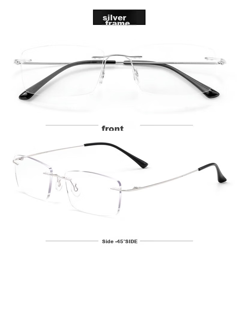 LESCA LUNETIER Imported Lenses, High-Definition Reading Glasses for Men, Bifocal Frameless Ultra-Light Glasses, Blue Light Blocking, High-End Brand for Me 25