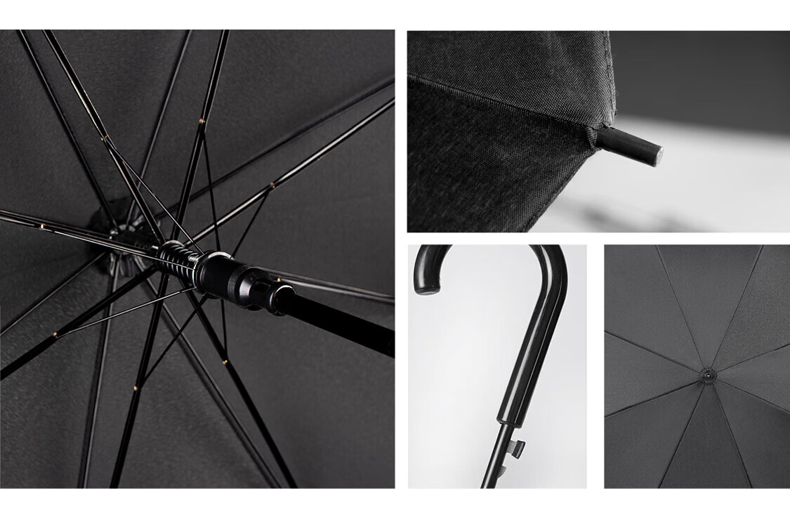 Meebordi Large Reinforced Thickened Sturdy Windproof Long Handle Heavy Rain Business Semi-Automatic Umbrella Customizable 17