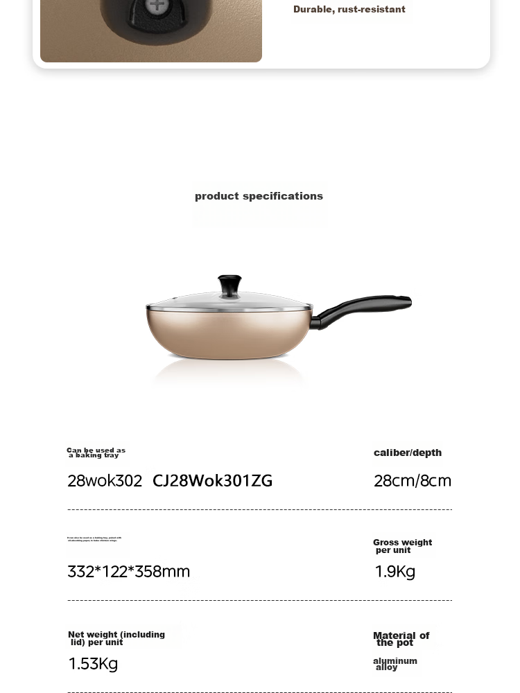 Midea Non-Stick Wok Multi-Functional Household Stir-Fry Pan Flat Bottom Frying Pan Gas Stove Induction Cooker Compatible Low Oil Smoke 18