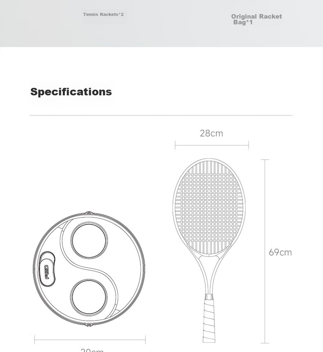 FEIERDUN FED Tennis Racket, Tennis Training Device, Stringed Rebound Ball, for Single Beginners, College Students, Children, Double Professional Set 23