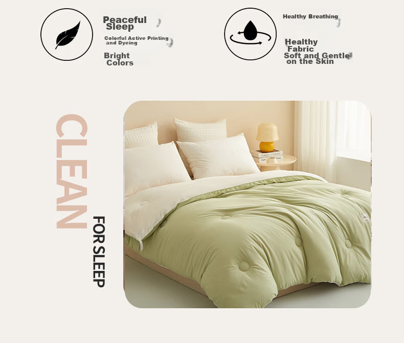 Grace Fiber Comforter Duvet Insert Thickened Double-Size All-Season Comforter Winter Quilt 6 Jin (3 Kg) 200*230cm Milk White Gree 13