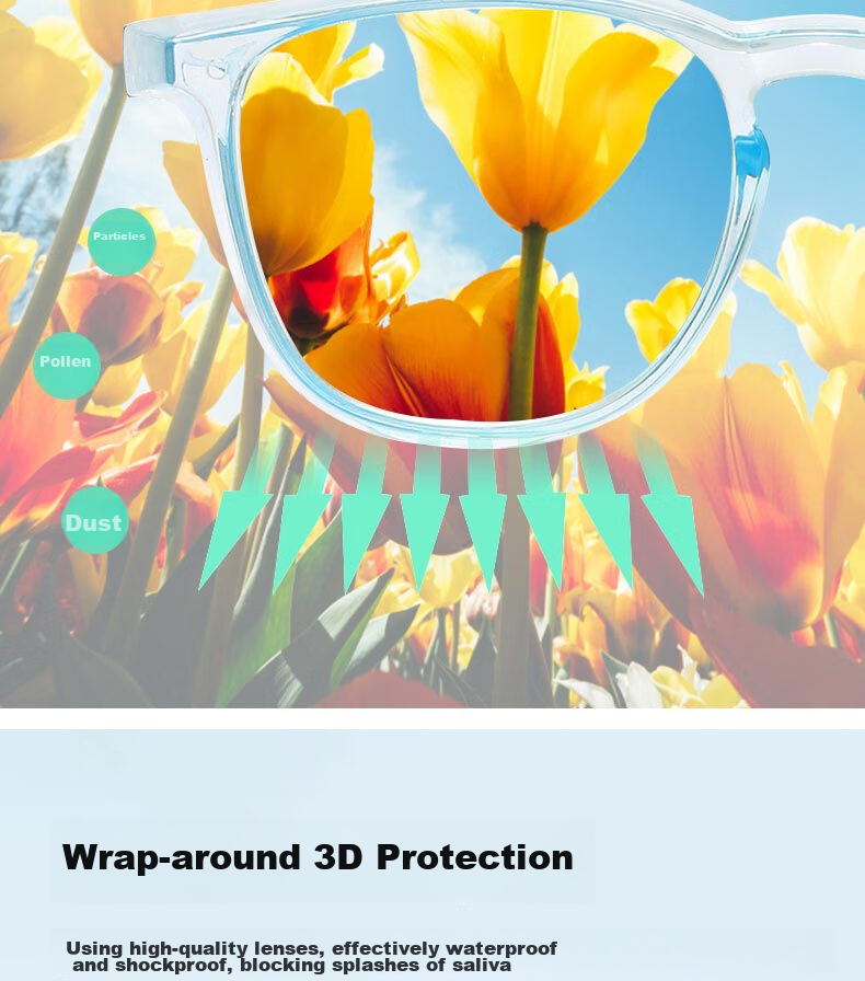 Cuntiandaofu Windproof Goggles, Pollen-Proof Glasses, Blue Light Blocking Glasses, Soft Protection, Anti-Fog And Blue Light Blocking Clear Frame Glasses 3