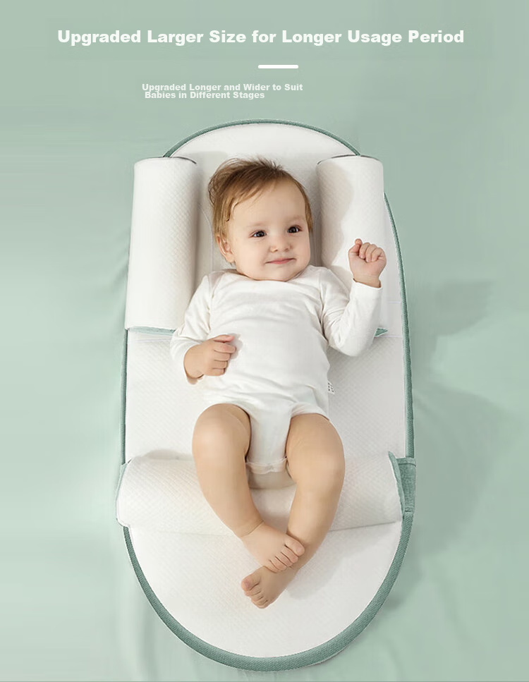 9I9 Baby Anti-Reflux Ramp Pillow, Newborn Breastfeeding Pillow, Auxiliary Feeding Pillow, Light Oxygen Green, 0-36 Months 9