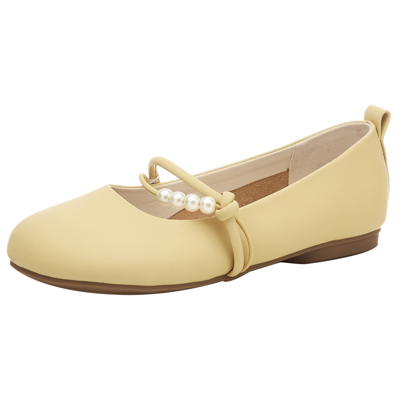 Dafuni Fairy-Like Gentle Women's Flat Shoes with Soft Soles, Mary Jane Shoes, Evening Shoes for Women 4623101127 Yellow Size 36