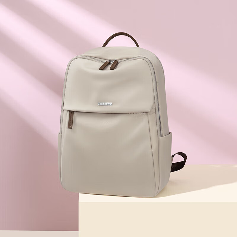 GOLF Women's Laptop Backpack, 15.6-Inch Notebook Bag, Ladies' Backpack, Student Schoolbag, Almond Color