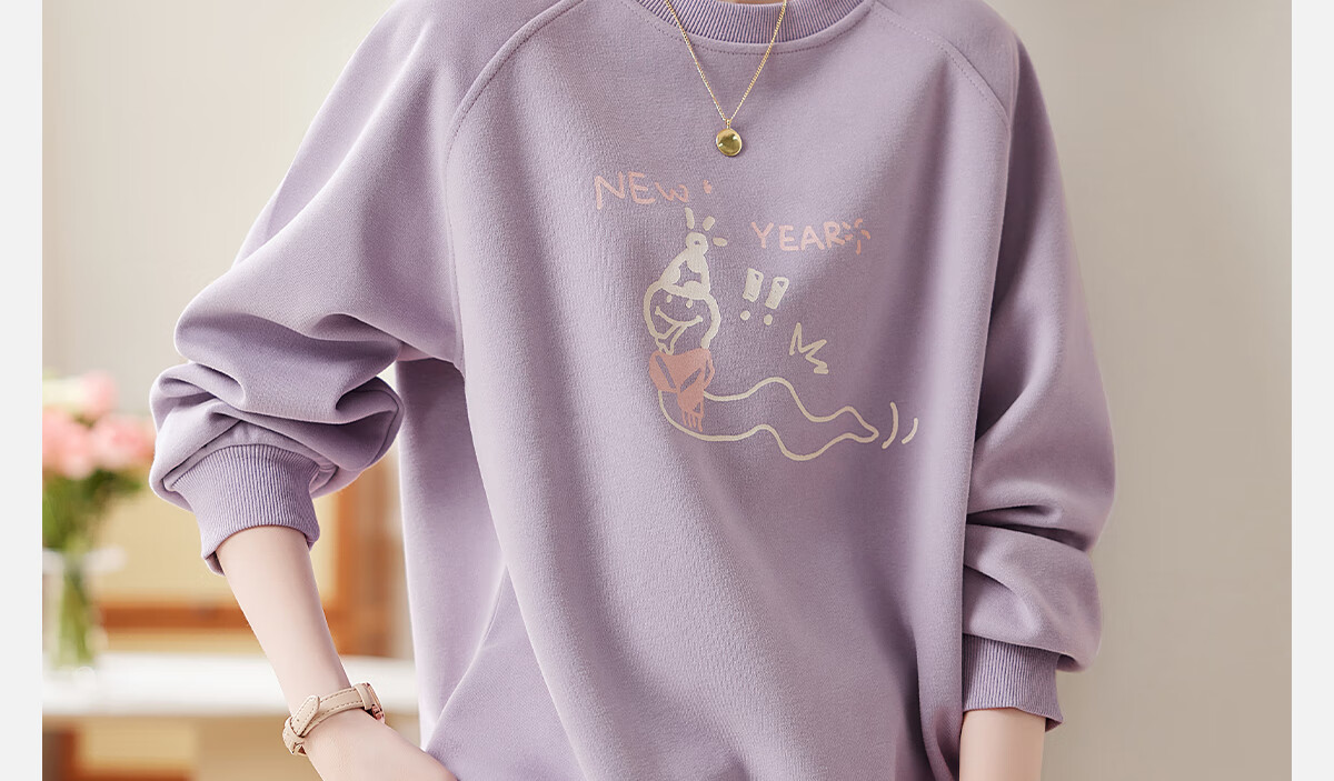 PinCai Relaxed Fit Sweatshirt for Women, Solid Color Round Neck Simple Loose Sweatshirt, Fashionable Casual Versatile Top P143W1031 7