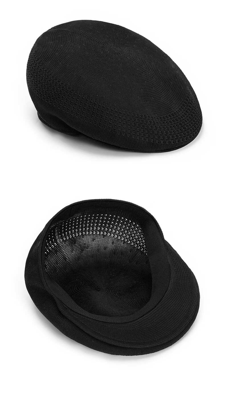 KENMO Breathable Mesh Beret Trendy Reversible Cap Black (Metal) One Size 7