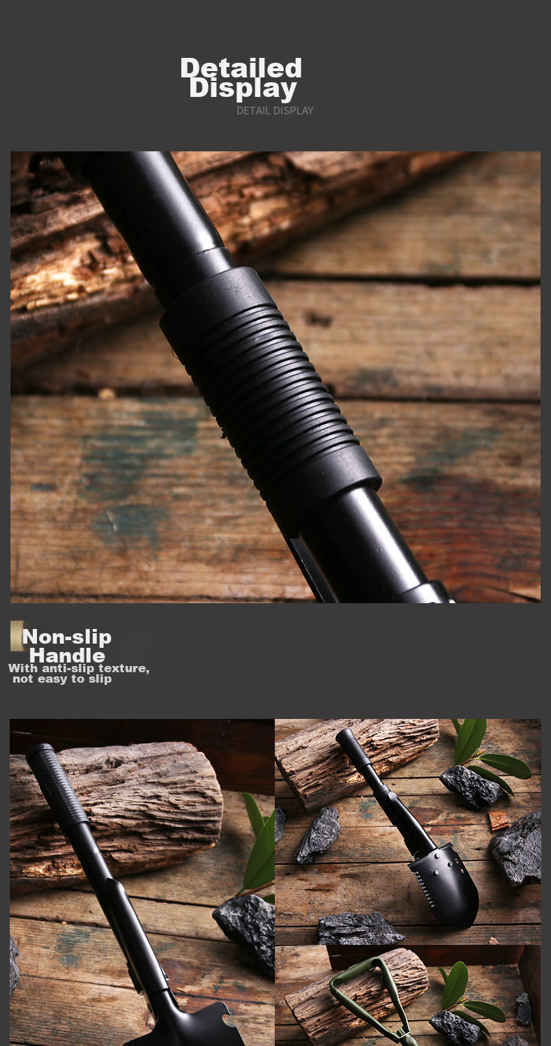 JAJALIN Multi-Functional Folding Shovel, Military Entrenching Tool, Car-Mounted Combat Shovel, Outdoor Camping Hoe And Pickaxe 6
