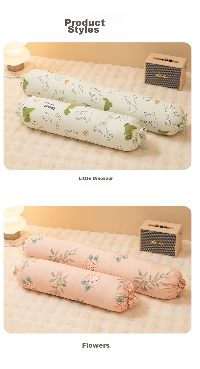 Grace Pillow, Long Body Pillow for Women's Sleep, Large Removable And Washable Pillow, Pregnancy Bed Leg Hug Cylindrical Pillow, 1.1m, Floral Patter 13