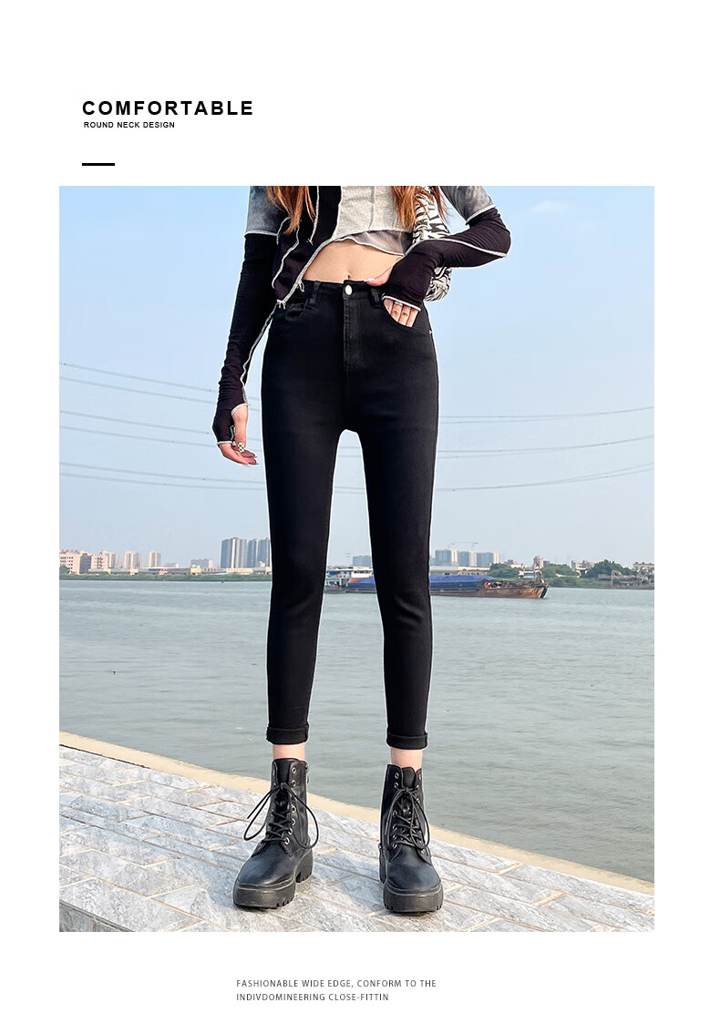 Jeanswest High Waist Women's Jeans 2026 Spring Summer Lightweight Silky Slim Wide Leg Long Pants Denim Blue S 11