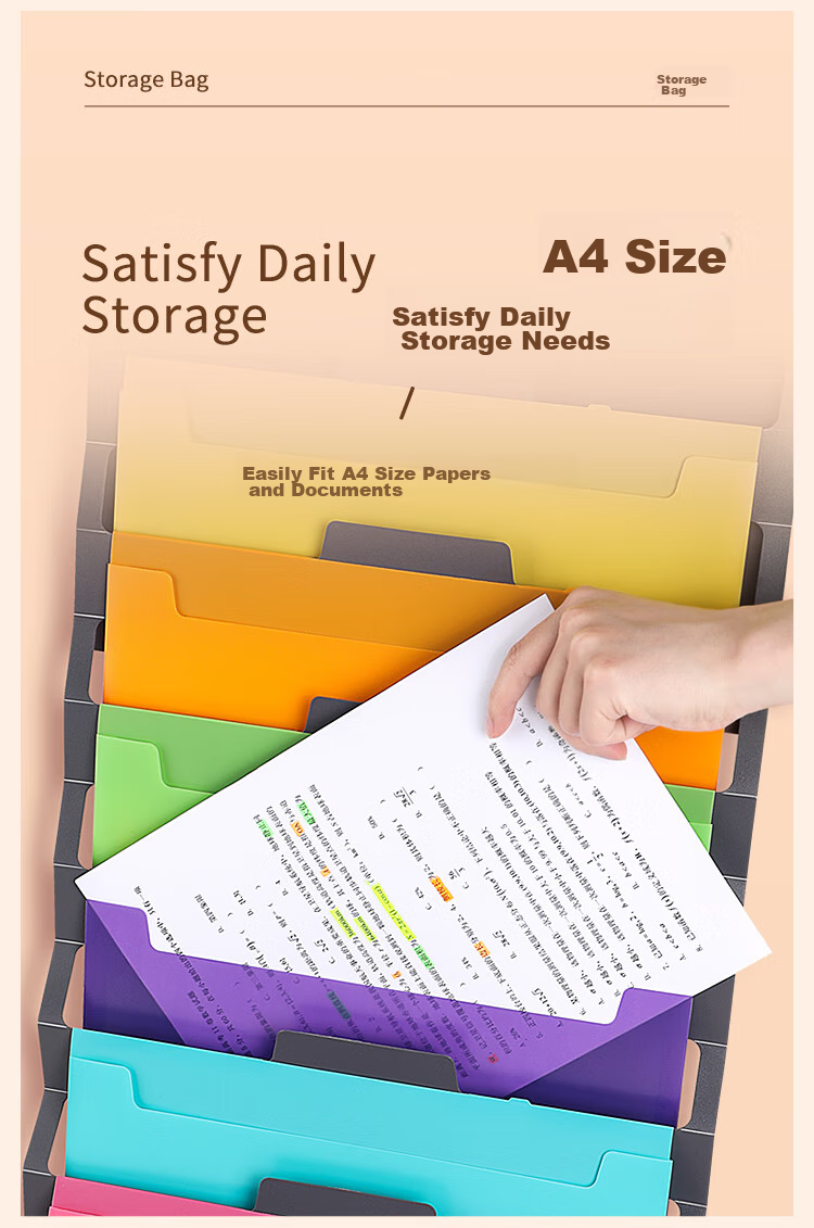 Fizz A4 Hanging Rainbow Accordion File Folder with Large Capacity, Subject Organizer, Handheld Bag, Wall-Mounted Document Holder, 7-Layer File Protection, Office And Home Use FZ104001 4
