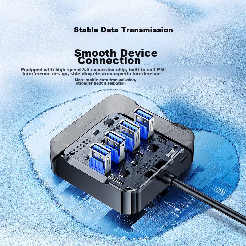 USB-хаб SAMZHE HUB02, 4 порта USB 3.0, высокоскоростной, черный, 1.5 метра