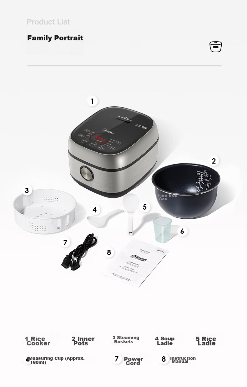 Midea Crystal Titanium 0-Coating Non-Stick IH Heating 4L Smart Rice Cooker for 4-5 People, Grade 1 Energy Efficiency MB-HC4050S 22