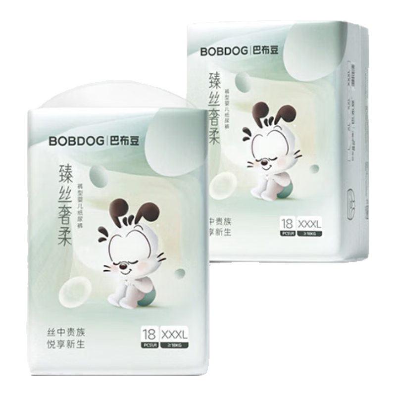 BOBDOG [No Melamine Detected] Premium Silk Soft Pull-Up Pants, 3XL36, Silk Protein Baby Diapers, Breathable