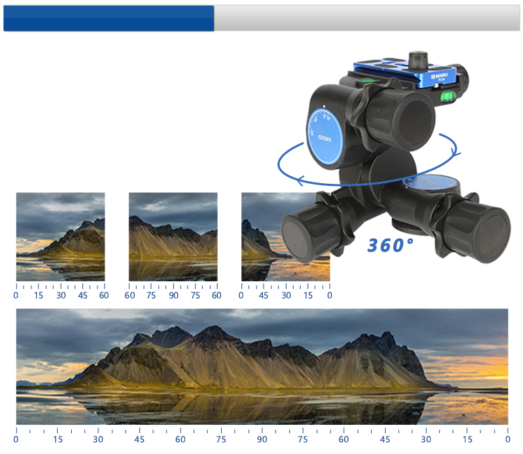Benro GD3WHK Three-Dimensional Gear Head for Mirrorless And DSLR Cameras, Architectural Starry Sky Low-Angle Panoramic Macro Photography And Videography Tripod 16