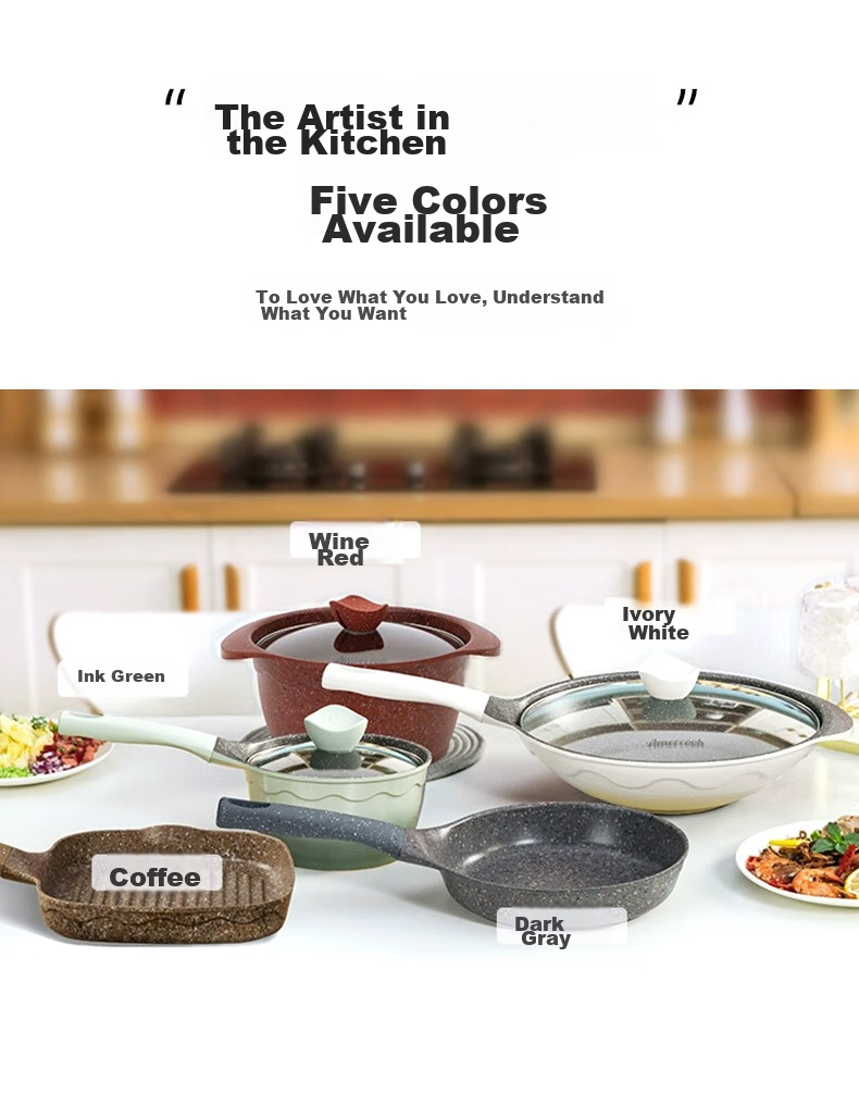 Amercook Alfitai Cookware Set, Two-Piece Set Including Wok, Non-Stick Pan, Flat Bottom Pan, Frying Pan, Amermeal Maifanshi Two-Piece Set, Suitable for Induction Cookers And Gas Stoves 23