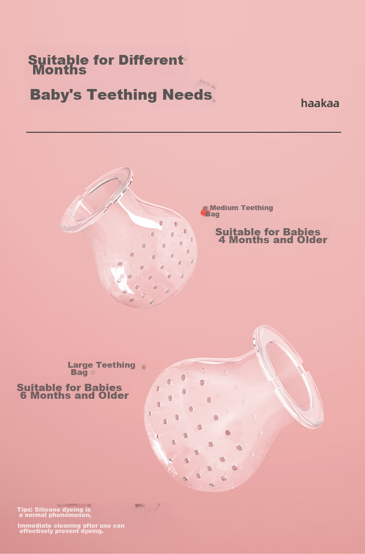 Haakaa Baby Food Teether, Lotus Pink Color, Fruit And Vegetable Teether for Infants, Fruit Sucking Toy And Complementary Food Feeder 8