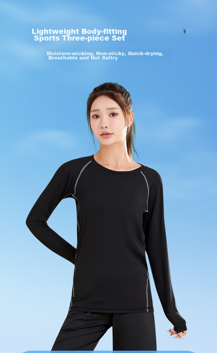Fandimu Women's Three-Piece Sports Set, Yoga Outfit, Tight-Fitting Leggings, Fitness Training Running Hiking Weight Loss Slimming Equipment 1