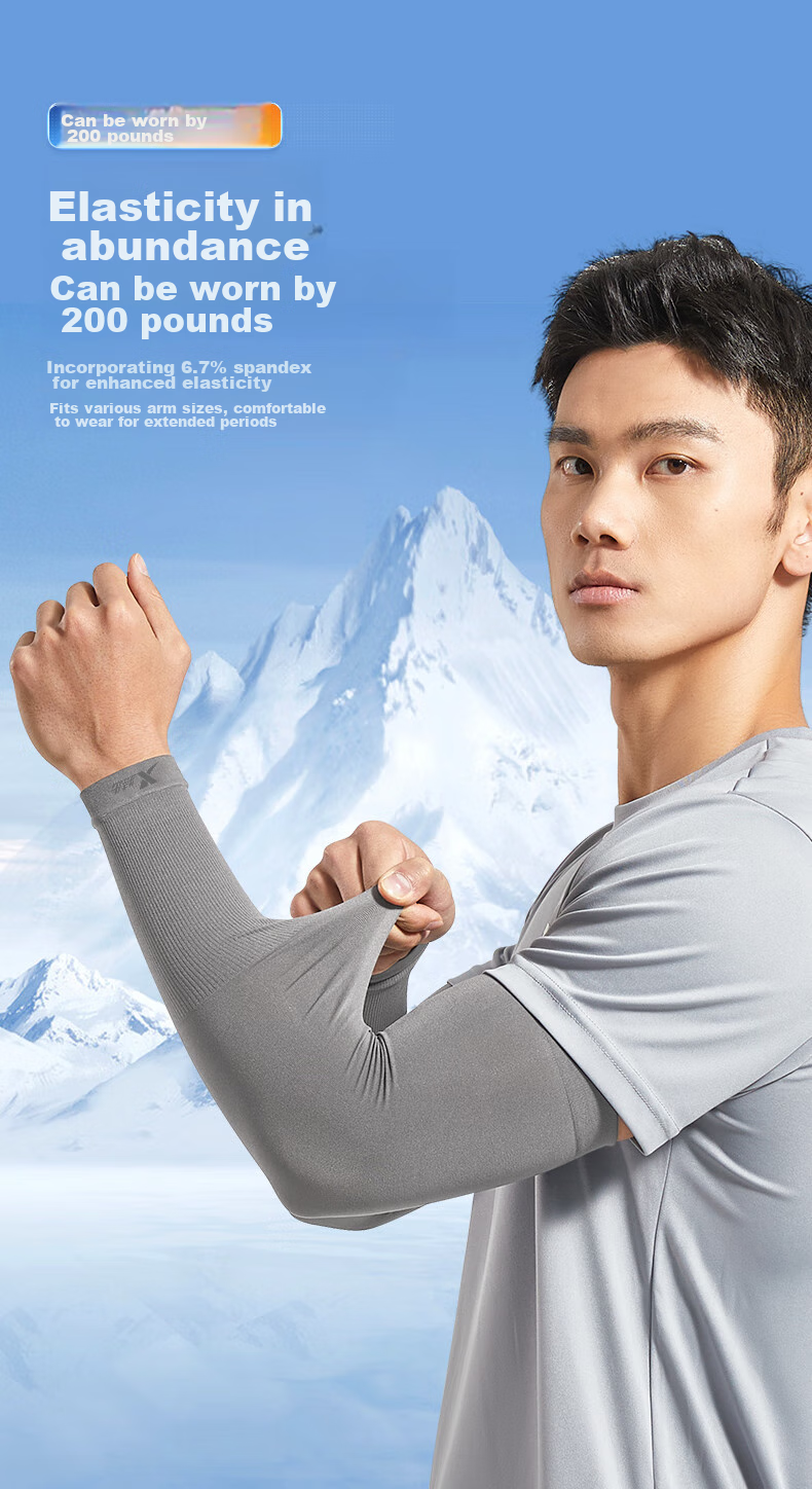 XTEP Ice Silk Arm Sleeves for Men And Women, Sun Protection Long Thin Gray Arm Covers for Summer Driving, Outdoor Sports, Cycling, UV Protectio 10